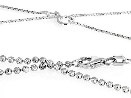 Sterling Silver 2mm Diamond Cut Bead and Box Chain Set