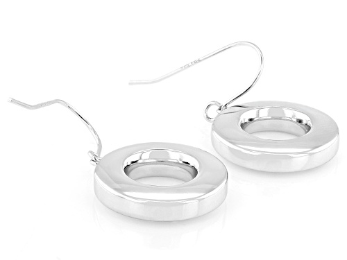 Rhodium Over Sterling Silver Circle Earring on French Wire