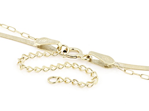 10k Yellow Gold 2mm Herringbone and Paperclip Layered Necklace - Size 16