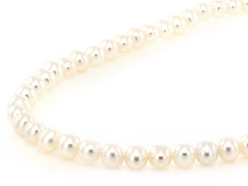 5.5mm White Cultured Freshwater Pearl 14k Yellow Gold 24 Inch Strand Necklace - Size 24