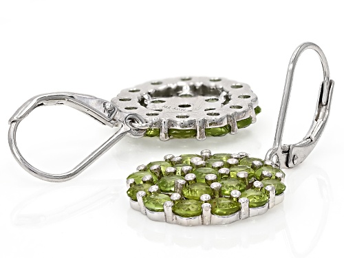 4.00ctw Manchurian Peridot™ Rhodium Over Sterling Silver Earrings
