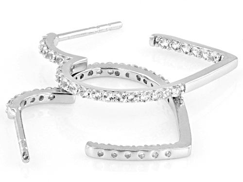 0.72ctw Lab Created White Sapphire Rhodium Over Sterling Silver Hoop Earrings