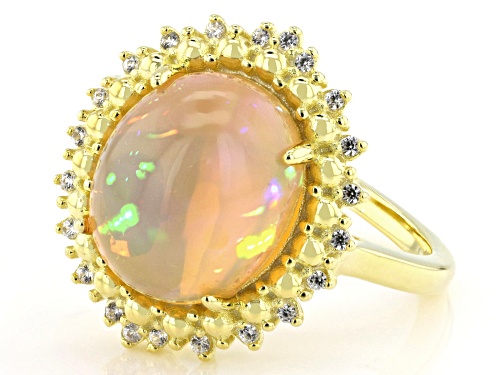 2.40ct Ethiopian Opal with 0.18ctw White Zircon 18k Gold Over Sterling Silver Ring - Size 8