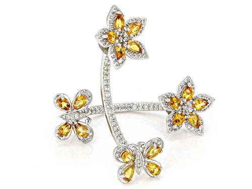 2.95ctw Citrine With 1.36ctw White Zircon Rhodium Over Sterling Silver Interchangeable Earrings