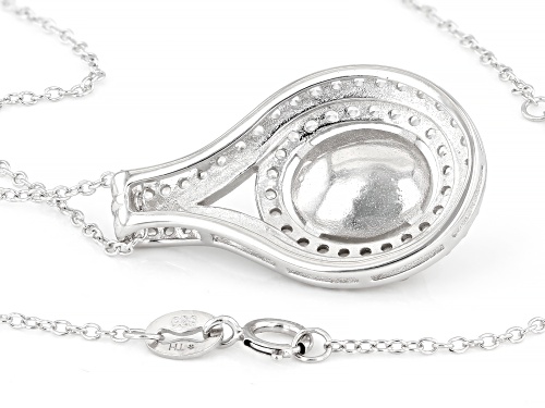 1.40ct Ethiopian Opal with 1.20ctw White Zircon Rhodium Over Sterling Silver Pendant with Chain