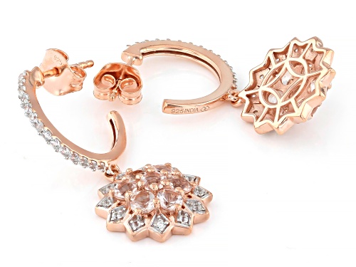 1.55ctw Morganite with 0.47ctw White Zircon 14k Rose Gold Over Sterling Silver Earrings