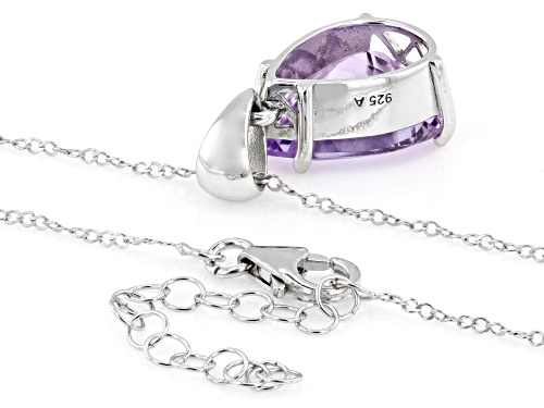 8.55ctw Amethyst Rhodium Over Sterling Silver Pendant with Chain