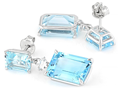 21.00ctw Glacier Topaz™ With 0.25ctw White Topaz Rhodium Over Sterling Silver Earrings