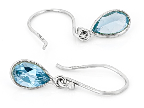 2.32ctw Swiss Blue Topaz Rhodium Over Sterling Silver Earrings