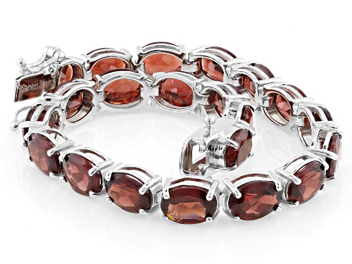 28.35ctw Vermelho Garnet™ Rhodium Over Sterling Silver Bracelet - Size 8