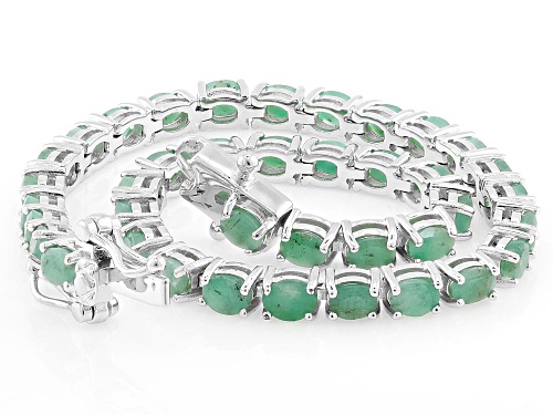 6.50ctw Emerald Rhodium Over Sterling Silver Bracelet - Size 8