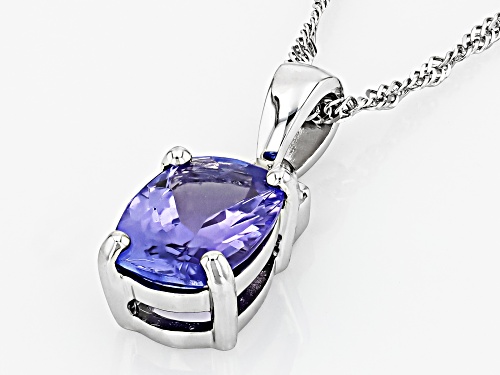1.10ct Tanzanite With 0.02ctw White Diamond Rhodium Over 10k White Gold Pendant With Chain
