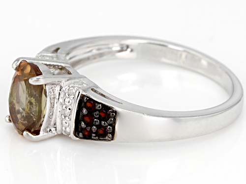 1.06ct Andalusite With .01ctw Diamond Accent & .15ctw Vermelho Garnet™ Rhodium Over Silver Ring - Size 11