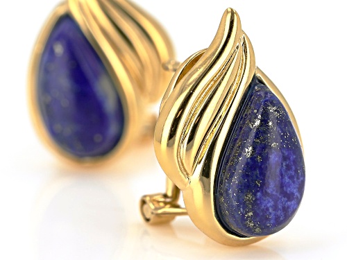 11x6mm Free-Form Lapis Lazuli 18k Yellow Gold Over Sterling Silver Earrings