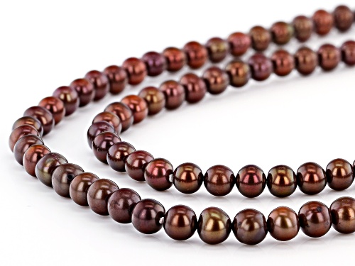 5-6mm Mahogany Color Cultured Freshwater Pearl 54 Inch Endless Strand Necklace - Size 54