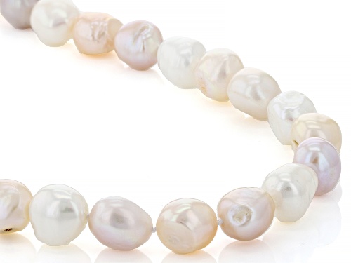 10.5-11.5mm Multi-Color & White Cultured Freshwater Pearl Rhodium Over Silver 18