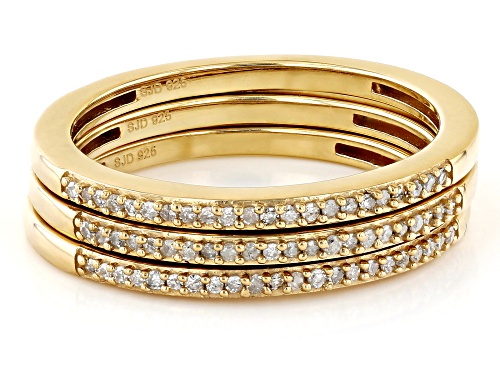 Engild™ 0.20ctw Round White Diamond 14k Yellow Gold Over Sterling Silver Set of 3 Band Rings - Size 6