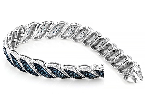 1.70ctw Round Blue Velvet Diamonds™ Rhodium Over Sterling Silver Tennis Bracelet - Size 7.25