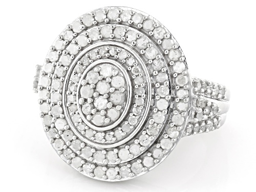 1.95ctw Round White Diamond Rhodium Over Sterling Silver Cocktail Ring - Size 8