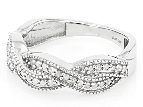 0.25ctw Round White Diamond Rhodium Over Sterling Silver Crossover Band Ring - Size 6