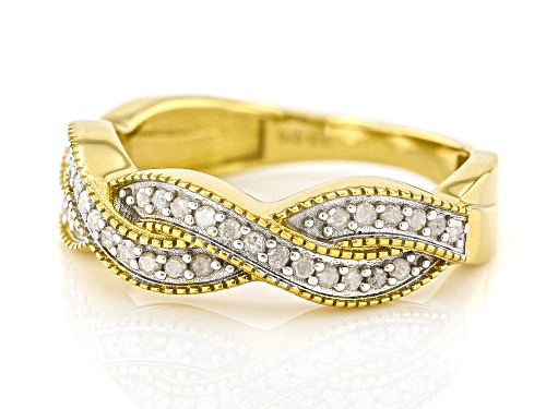 0.25ctw Round White Diamond 14K Yellow Gold Over Sterling Silver Crossover Band Ring - Size 6