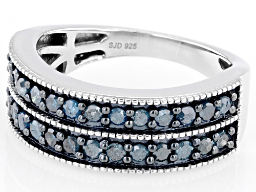 0.75ctw Round Blue Velvet Diamonds™ Rhodium Over Sterling Silver Band Ring - Size 7