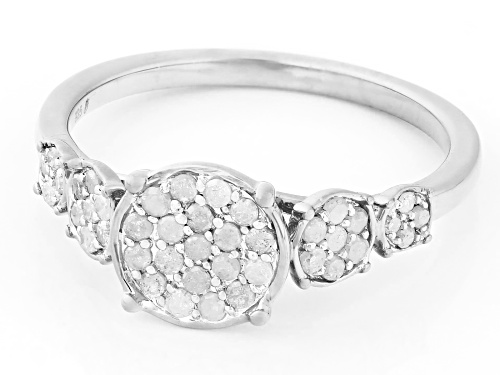 0.33ctw Round White Diamond Rhodium Over Sterling Silver Cluster Ring - Size 8