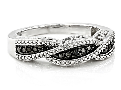 Round Black Diamond Accent Rhodium Over Sterling Silver Band Ring - Size 9