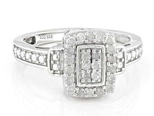 0.35ctw Round White Diamond Rhodium Over Sterling Silver Cluster Ring - Size 8