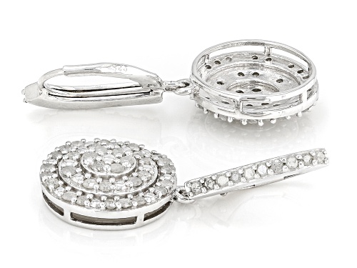 1.45ctw Round White Diamond Rhodium Over Sterling Silver Dangle Earrings