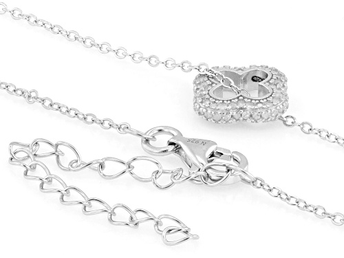 0.30ctw Round White Diamond Rhodium Over Sterling Silver Clover Slide Pendant With Cable Chain