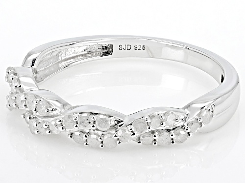 0.40ctw Round White Diamond Rhodium Over Sterling Silver Crossover Band Ring - Size 6