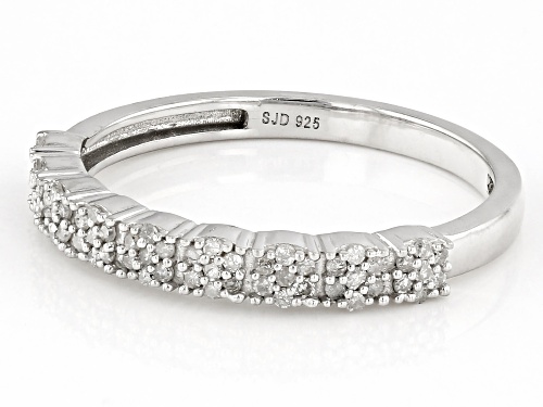 0.20ctw Round White Diamond Rhodium Over Sterling Silver Cluster Band Ring - Size 8