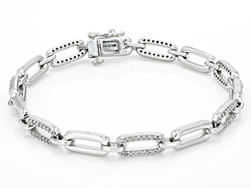 0.90ctw Round White Diamond Rhodium Over Sterling Silver Tennis Bracelet - Size 7.5