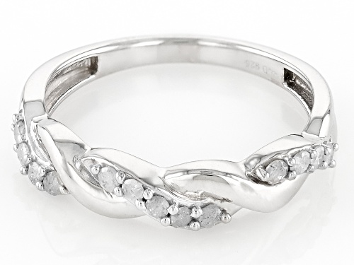 0.25ctw Round White Diamond Rhodium Over Sterling Silver Crossover Band Ring - Size 7