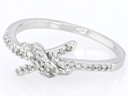 0.17ctw Round White Diamond Rhodium Over Sterling Silver Knot Ring - Size 8