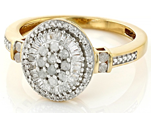Engild™ 0.50ctw Round And Baguette White Diamond 14k Yellow Gold Over Sterling Silver Cluster Ring - Size 8