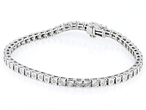 0.55ctw Round White Diamond Rhodium Over Sterling Silver Square Tennis Bracelet - Size 7.5