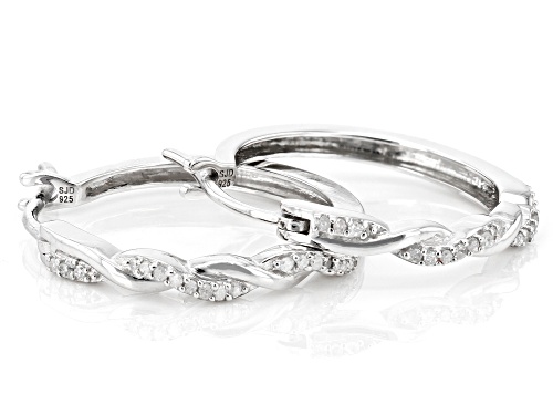 0.10ctw Round White Diamond Rhodium Over Sterling Silver Hoop Earrings