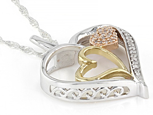 0.10ctw Round White Diamond Rhodium & Two-Toned 14k Gold Over Sterling Silver Heart Pendant
