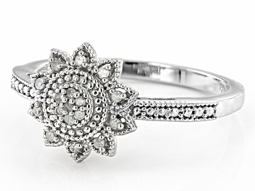 Round White Diamond Accent Rhodium Over Sterling Silver Cluster Ring - Size 8