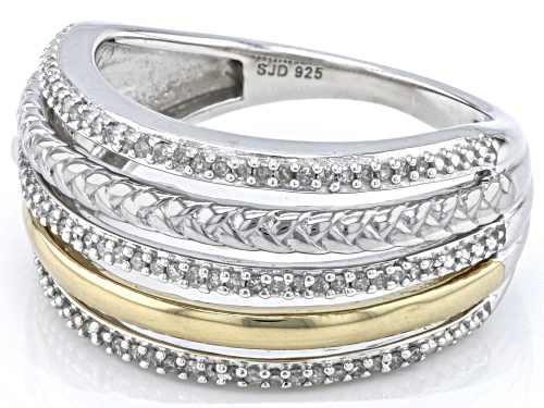 0.25ctw Round White Diamond Platinum & 14k Yellow Gold Over Sterling Silver Multi-Row Ring - Size 6