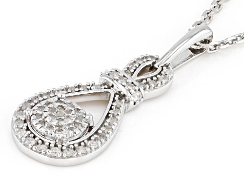 0.25ctw Round White Diamond Rhodium Over Sterling Silver Pendant With 18
