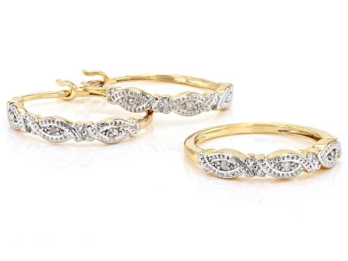 Engild™ Round White Diamond Accent 14k Yellow Gold Over Sterling Silver Ring And Earring Jewelry Set