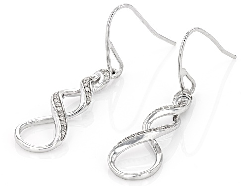 0.15ctw Round White Diamond Rhodium Over Sterling Silver Dangle Earrings