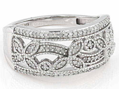 0.30ctw Round White Diamond Rhodium Over Sterling Silver Band Ring - Size 6