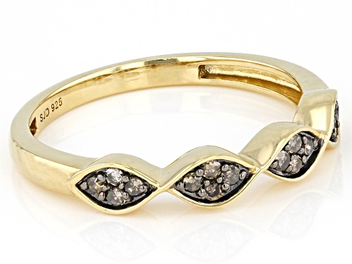 Engild™ 0.20ctw Round Champagne Diamond 14k Yellow Gold Over Sterling Silver Band Ring - Size 7