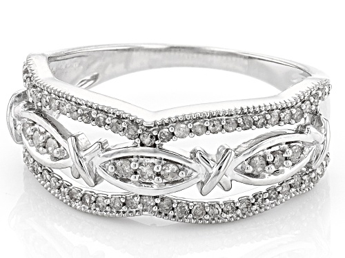 0.33ctw Round White Diamond Rhodium Over Sterling Silver Band Ring - Size 7