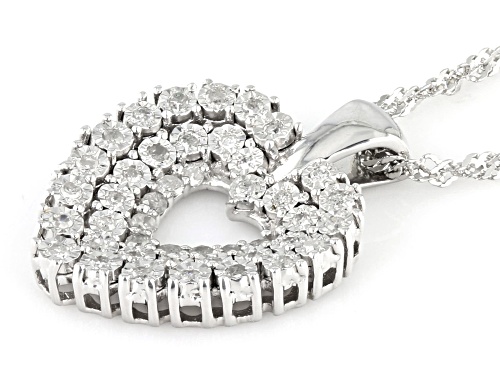 0.25ctw Round White Diamond Rhodium Over Sterling Silver Heart Pendant With 18