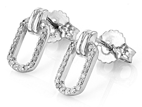0.20ctw Round White Diamond Rhodium Over Sterling Silver Drop Earrings